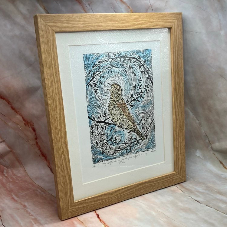 Song Thrush | Variable Edition Framed Lino Print