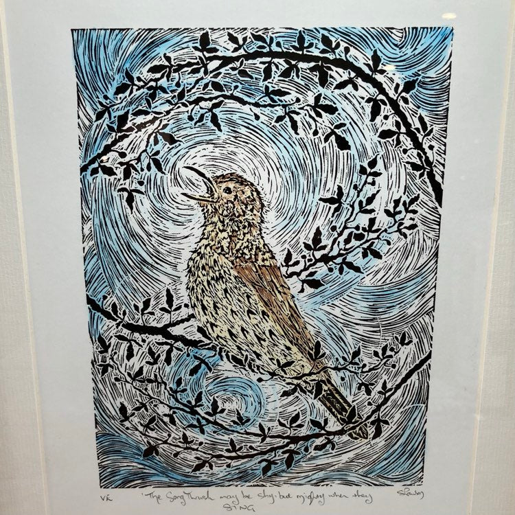 Song Thrush | Variable Edition Framed Lino Print