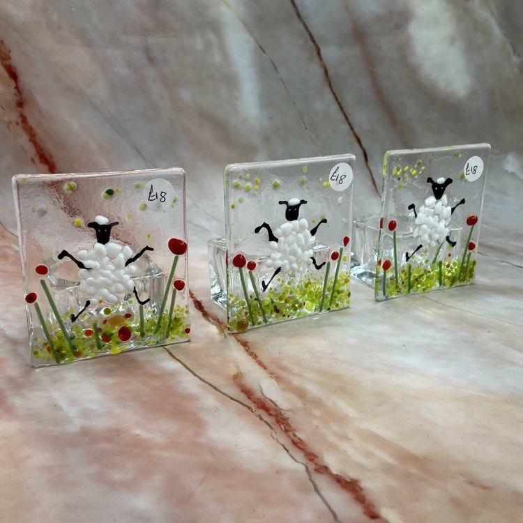 Sheep Tealight Holders | Fused Glass