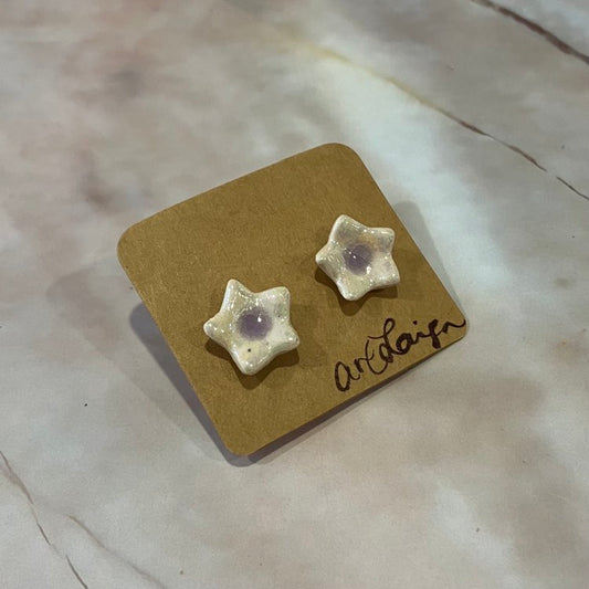 Handmade Ceramic Stud Earrings | Moon & Stars Collection