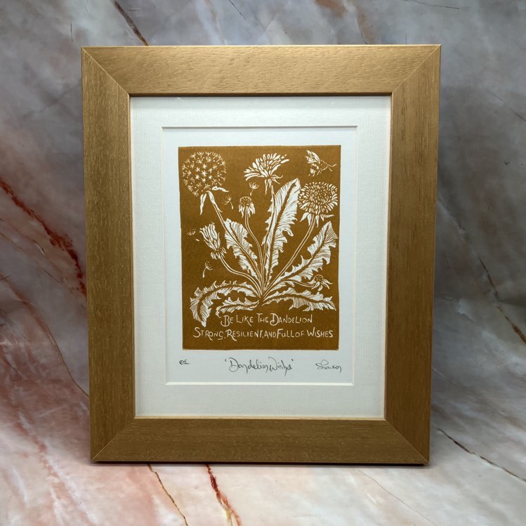 Dandelion Wishes| Open Edition Framed Lino print