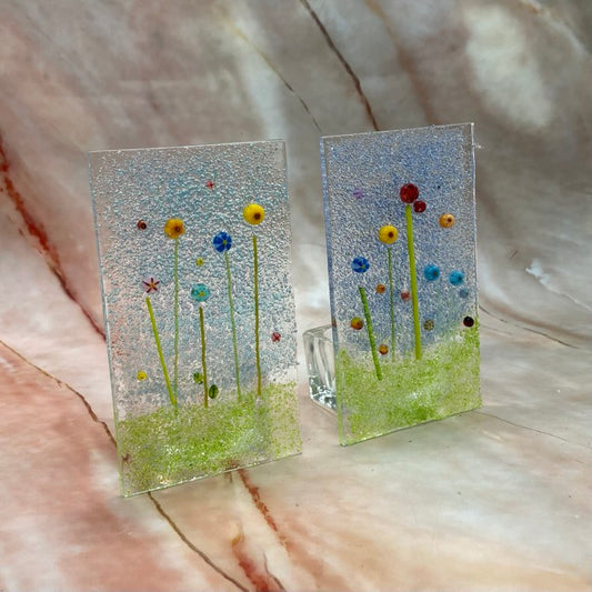 Wildflower Tealight Holders| Fused Glass