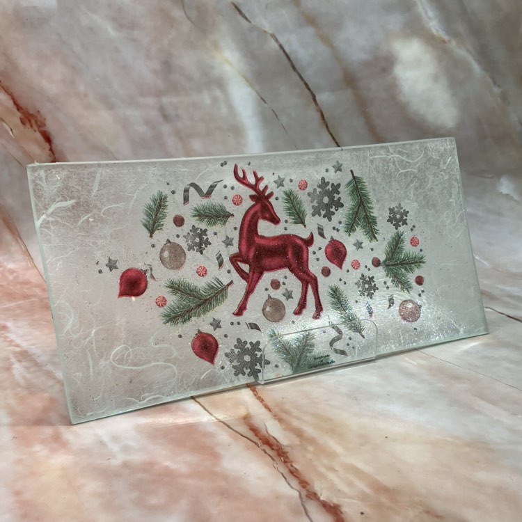 Decoupage Glass Decorative Trays | Christmas Collection