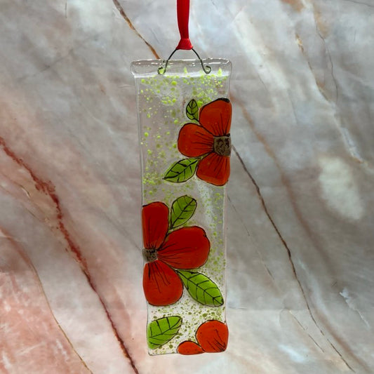 Poppies | Fused Glass | Window Hang