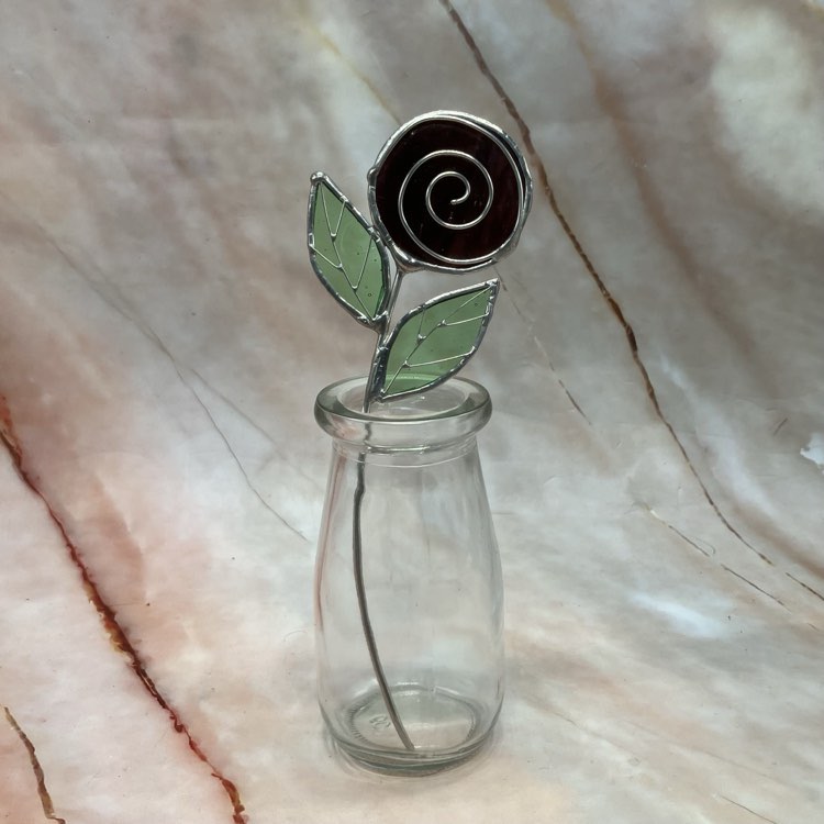 Single Rose in a Jar | Tiffany Stained Glass | Various Colours