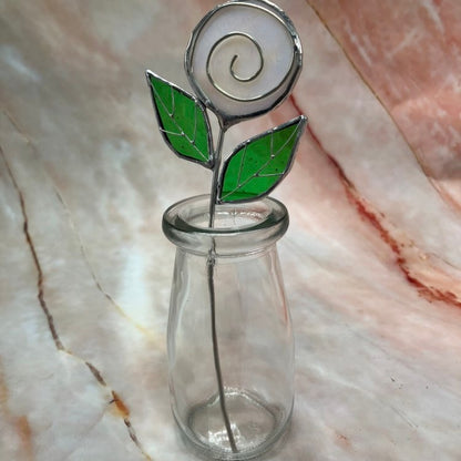 Single Rose in a Jar | Tiffany Stained Glass | Various Colours