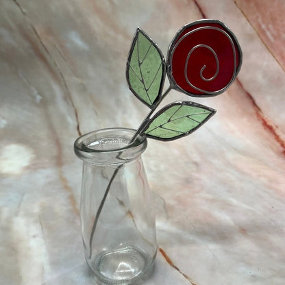 Single Rose in a Jar | Tiffany Stained Glass | Various Colours