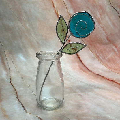 Single Rose in a Jar | Tiffany Stained Glass | Various Colours